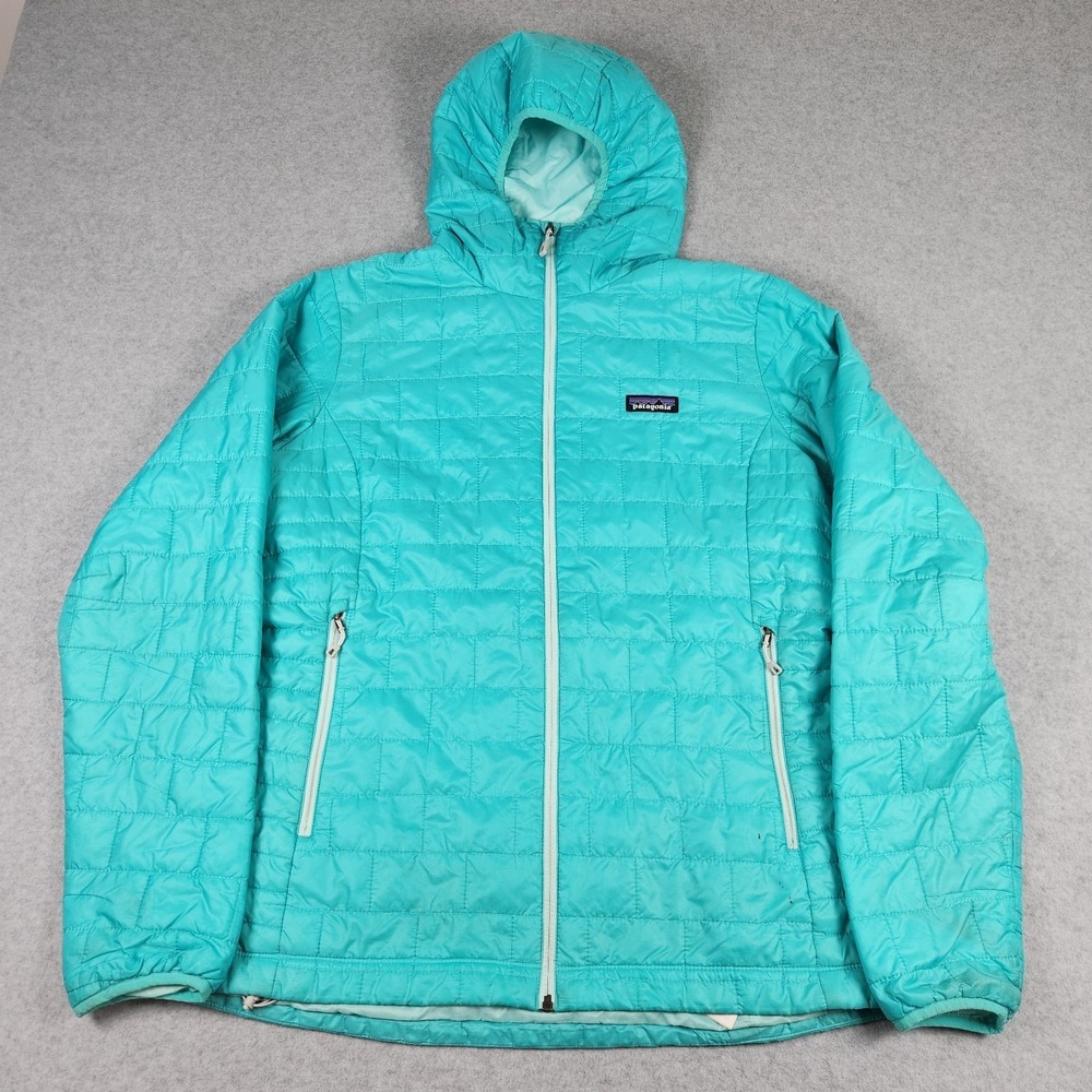 Patagonia Teal Quilted Hooded Puffer Jacket